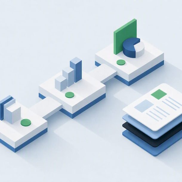 Isometric virtual CFO planning illustration