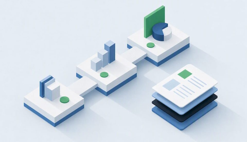 Isometric virtual CFO planning illustration