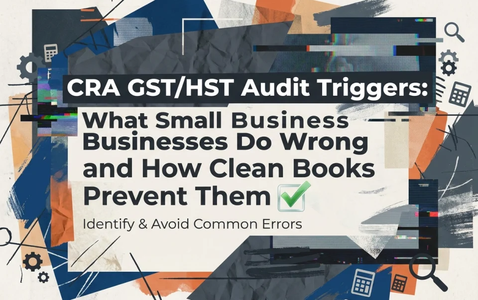 Professional header image for list-based article: CRA GST/HST Audit Triggers: What Small Businesses Do Wron...