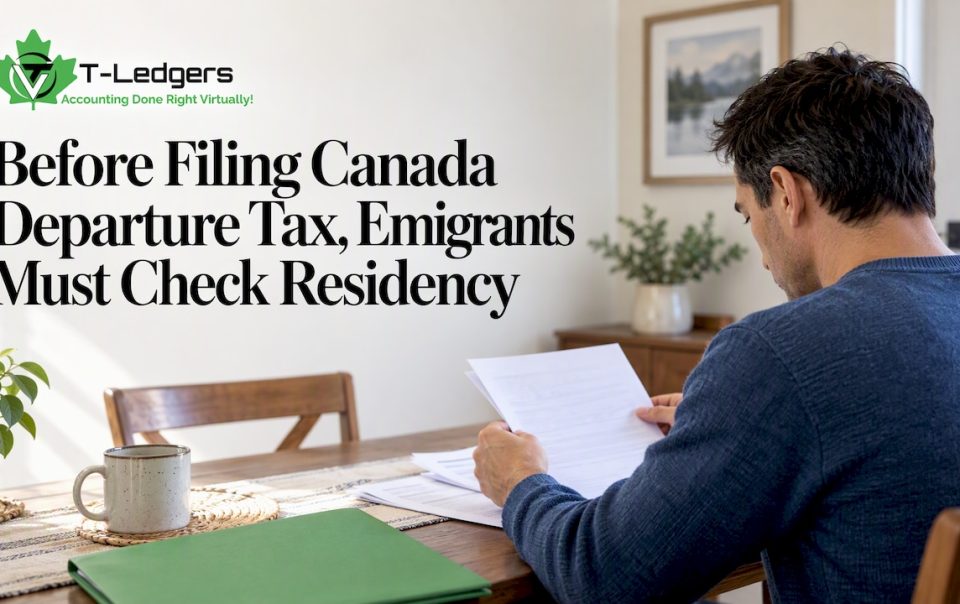 Emigrant reviewing departure-year tax paperwork