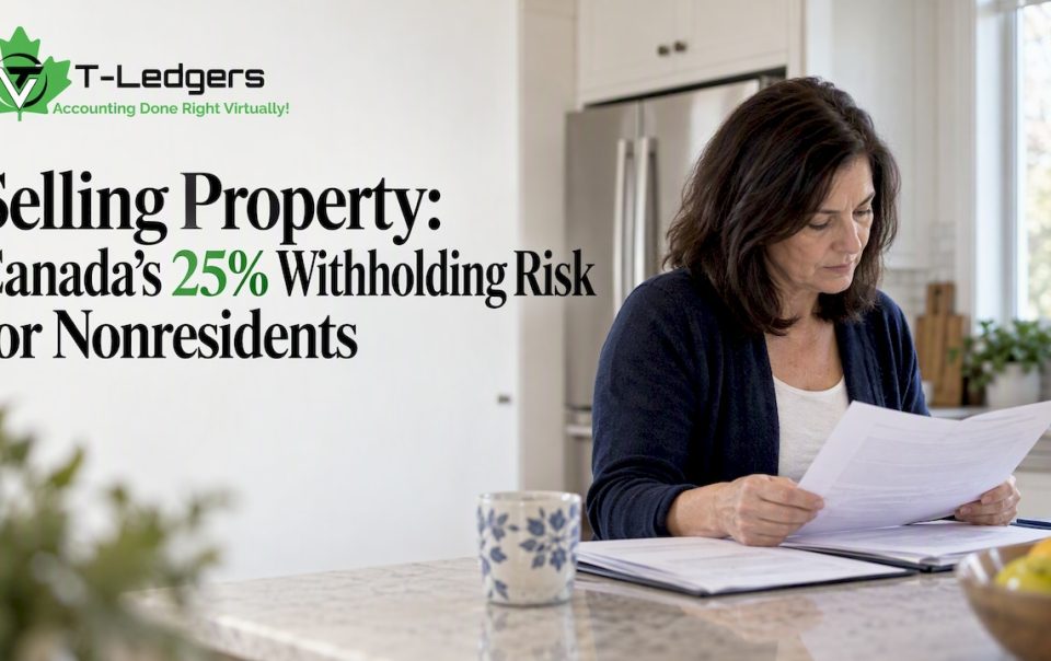 Seller reviewing Canadian property sale paperwork